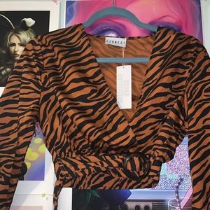 Urban outfitters tiger bell sleeve crop top